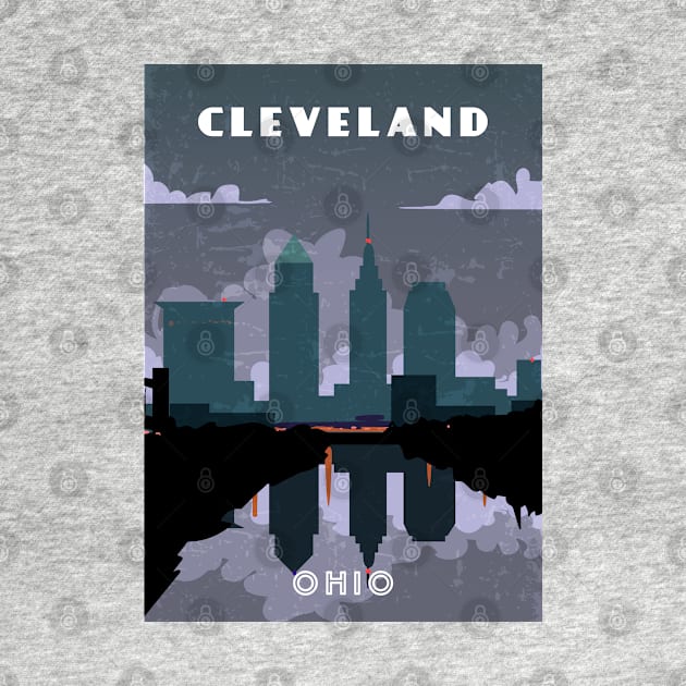 Cleveland, Ohio, USA.Retro travel poster by GreekTavern